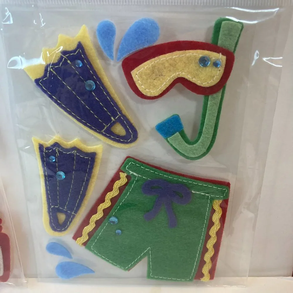 Scrapbook Embellishments Felt Stickers Beach Bee Boat Scuba Paper Crafts Cards